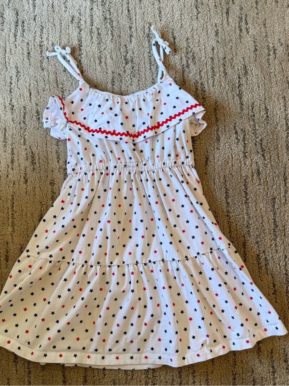 Janie and Jack White Star Print Sundress with Red and Navy Accents